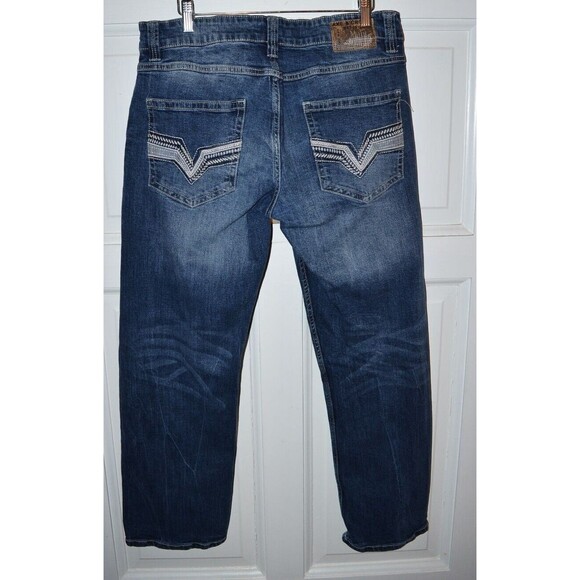 Axe And Crown Mens 32x27 Boot Slim Denim Jeans Embroidered used - Picture 9 of 10